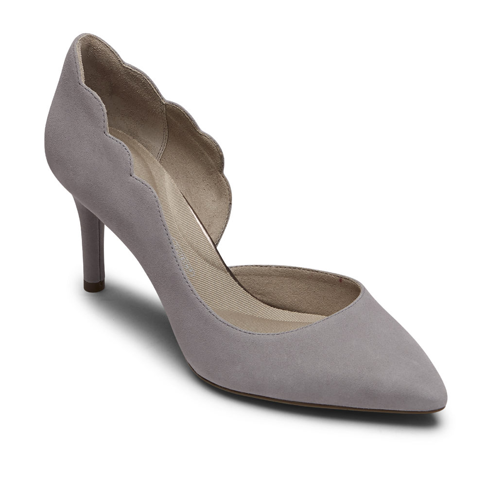 Rockport Womens Heels Grey - Total Motion 75mm Scalloped DOrsay - UK 652-TJDFPH